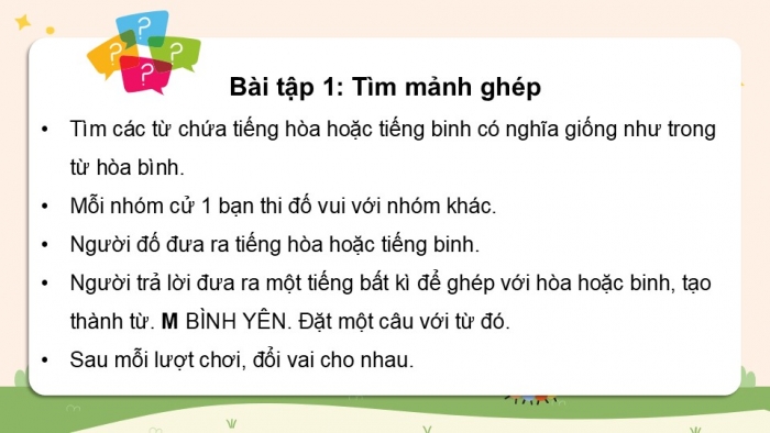 Giáo án điện tử Tiếng Việt 5 cánh diều Bài 16: Trò chơi mở rộng vốn từ Hòa bình, Ngọn lửa Ô-lim-pích