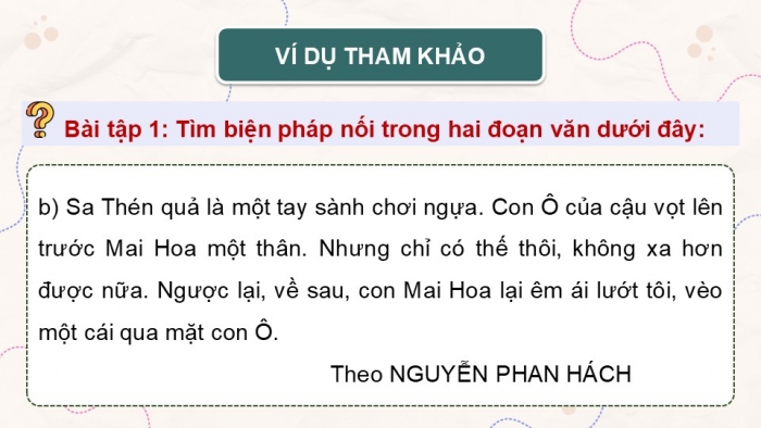 Giáo án điện tử Tiếng Việt 5 cánh diều Bài 18: Luyện tập liên kết câu bằng từ ngữ nối