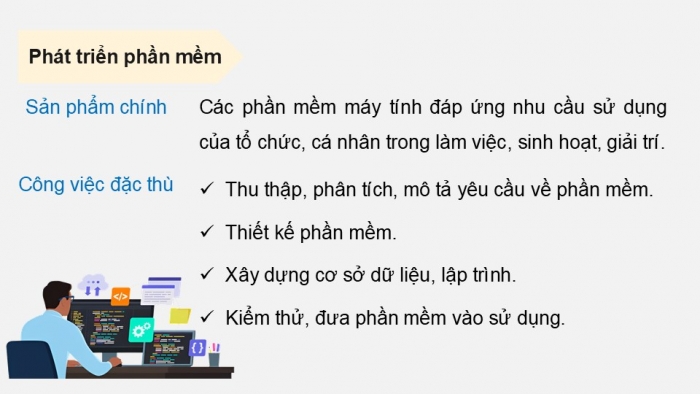 Giáo án điện tử Tin học 9 chân trời Bài 14: Một số nhóm nghề trong lĩnh vực tin học