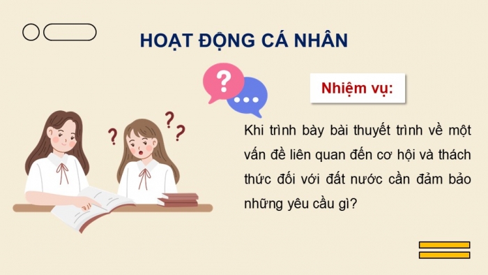 Giáo án điện tử Ngữ văn 12 kết nối Bài 9: Thuyết trình về một vấn đề liên quan đến cơ hội và thách thức đối với đất nước