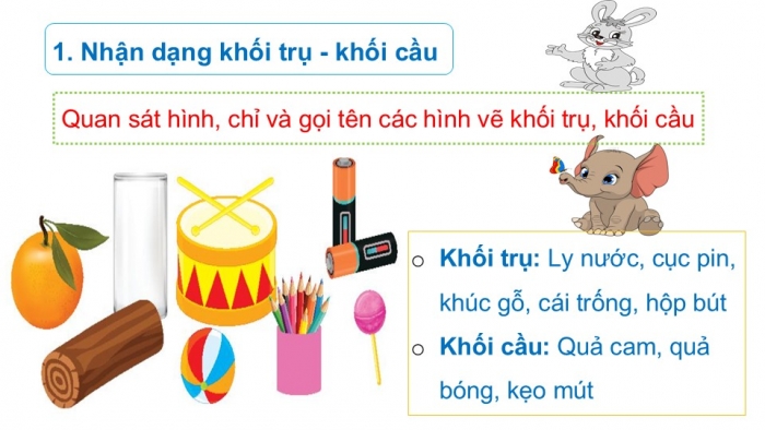 Giáo án PPT Toán 2 chân trời bài Khối trụ – Khối cầu