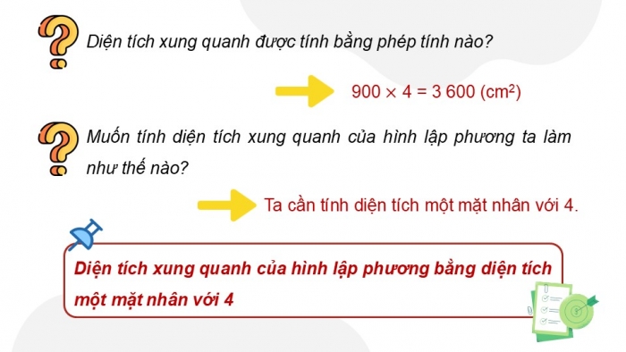 Giáo án điện tử Toán 5 kết nối Bài 51: Diện tích xung quanh và diện tích toàn phần của hình lập phương