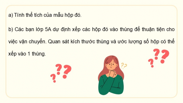 Giáo án điện tử Toán 5 kết nối Bài 54: Thực hành tính toán và ước lượng thể tích một số hình khối