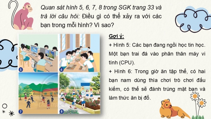 Giáo án PPT Tự nhiên và Xã hội 2 chân trời Bài 8: An toàn và giữ vệ sinh khi tham gia các hoạt động ở trường