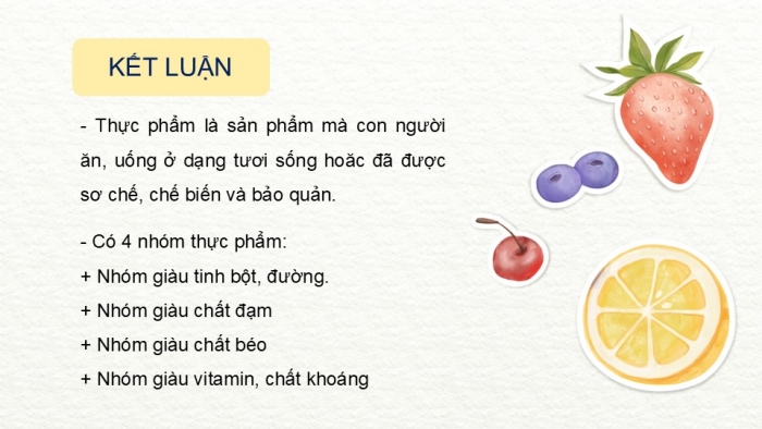 Giáo án PPT Công nghệ 6 cánh diều Bài 5: Thực phẩm và giá trị dinh dưỡng