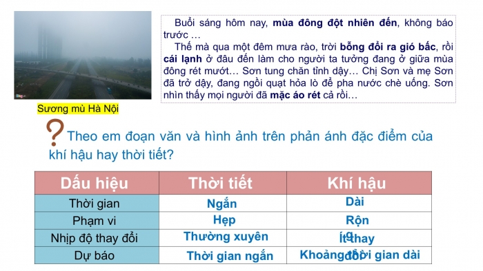 Giáo án PPT Địa lí 6 kết nối Bài 17: Thời tiết và khí hậu. Biến đổi khí hậu