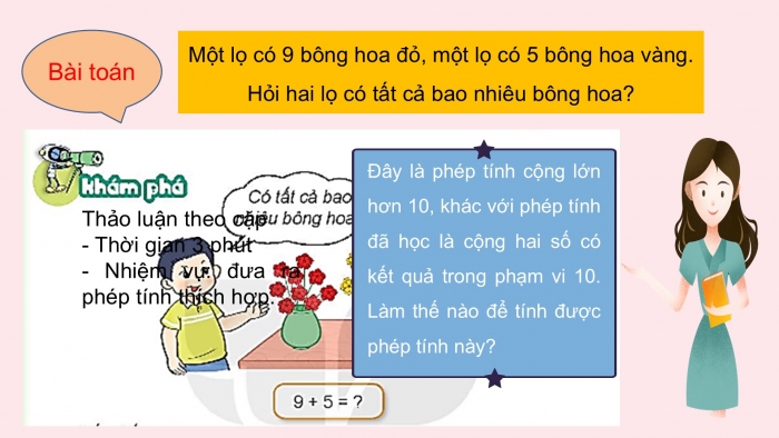 Giáo án PPT Toán 2 kết nối Bài 7: Phép cộng (qua 10) trong phạm vi 20