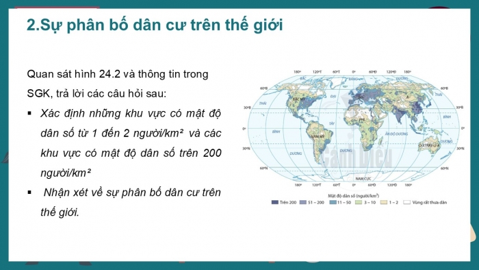 Giáo án PPT Địa lí 6 cánh diều Bài 24: Dân số thế giới. Sự phân bố dân cư thế giới. Các thành phố lớn trên thế giới