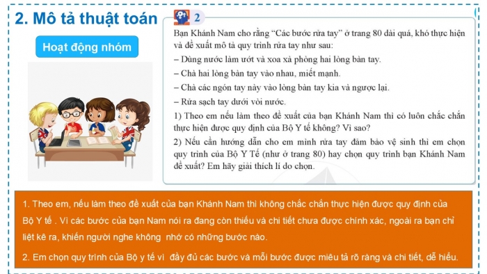 Giáo án PPT Tin học 6 cánh diều Bài 2: Mô tả thuật toán. Cấu trúc tuần tự trong thuật toán