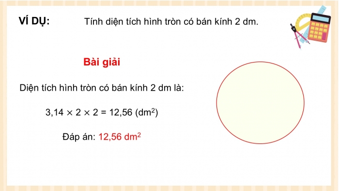 Giáo án điện tử Toán 5 cánh diều Bài 56: Diện tích hình tròn