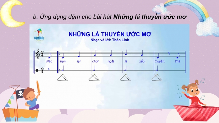 Giáo án PPT Âm nhạc 6 cánh diều Tiết 2: Ôn tập bài hát Những lá thuyền ước mơ kết hợp gõ đệm bằng nhạc cụ gõ, Trải nghiệm và khám phá