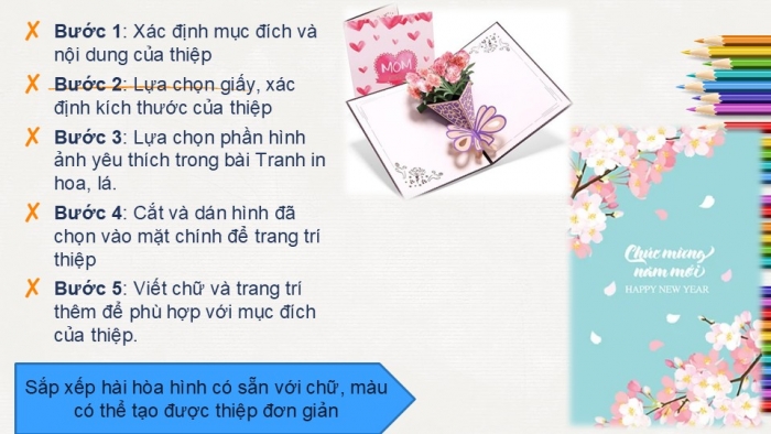 Giáo án PPT Mĩ thuật 6 chân trời Bài 4: Thiệp chúc mừng