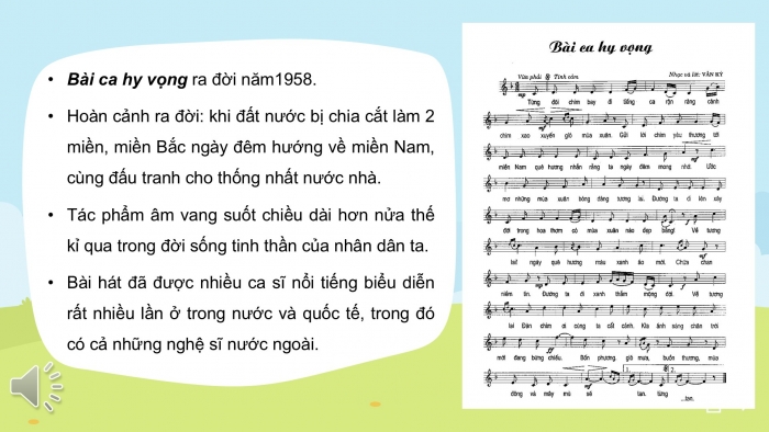 Giáo án PPT Âm nhạc 6 kết nối Tiết 15: Nhạc sĩ Văn Ký và tác phẩm Bài ca hy vọng, Ôn tập Những ước mơ