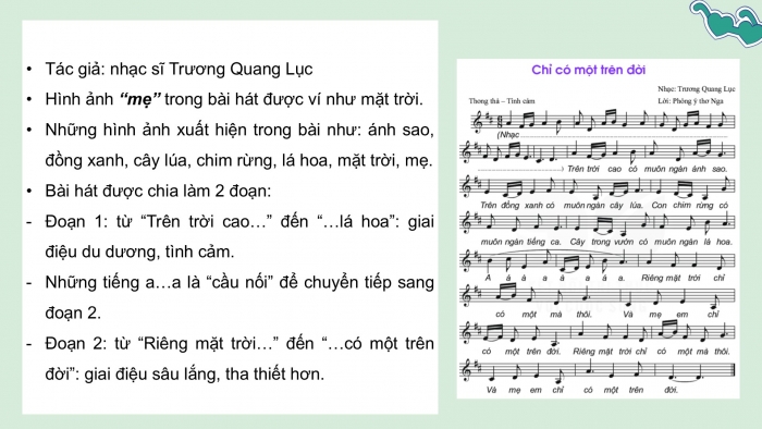 Giáo án PPT Âm nhạc 6 kết nối Tiết 23: Hát Chỉ có một trên đời, Giới thiệu nhạc sĩ Johannes Brahms và tác phẩm Lullaby