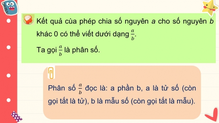 Giáo án PPT Toán 6 cánh diều Bài 1: Phân số với tử và mẫu là số nguyên