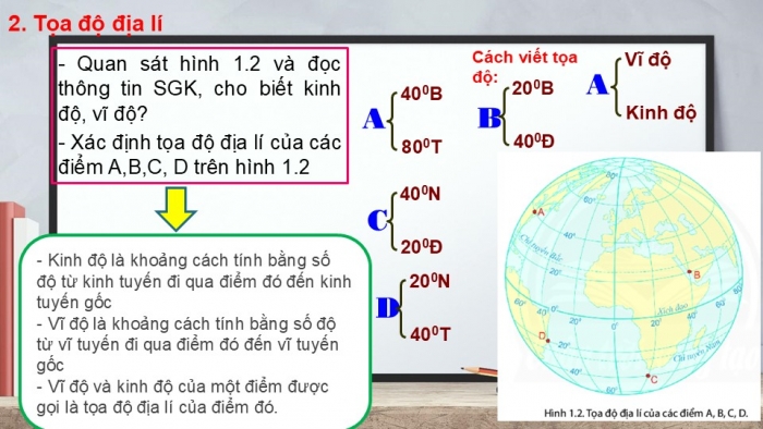 Giáo án PPT Địa lí 6 chân trời Bài 1: Hệ thống kinh, vĩ tuyến và toạ độ địa lí