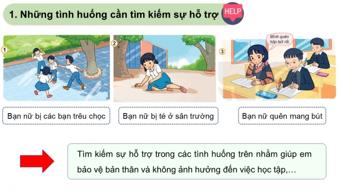 Giáo án PPT Đạo đức 2 kết nối Bài 12: Tìm kiếm sự hỗ trợ khi ở trường