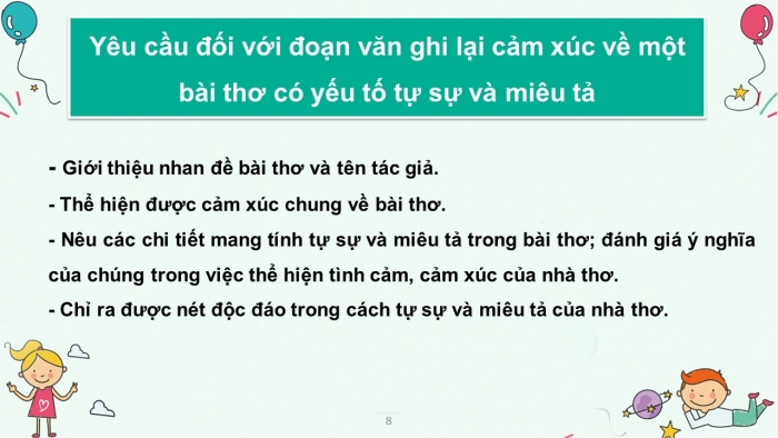 Giáo án PPT Ngữ văn 6 kết nối Bài 2: Viết đoạn văn ghi lại cảm xúc về một bài thơ có yếu tố tự sự và miêu tả