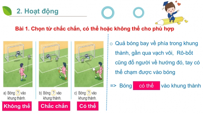 Giáo án PPT Toán 2 kết nối Bài 66: Chắc chắn, có thể, không thể