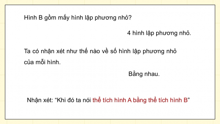 Giáo án điện tử Toán 5 cánh diều Bài 62: Thể tích của một hình