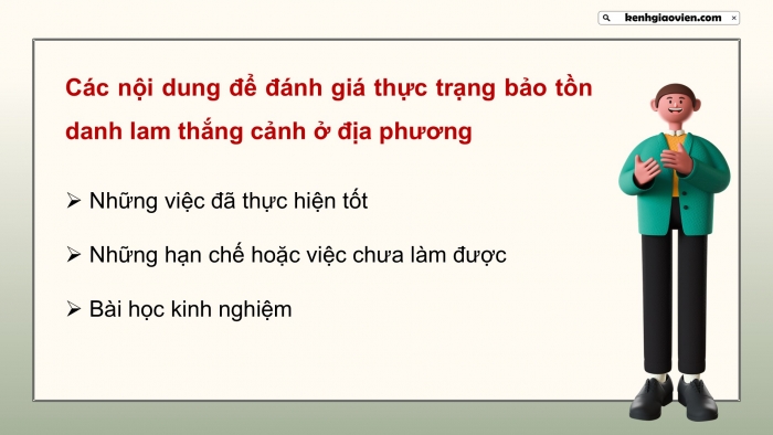 Giáo án điện tử Hoạt động trải nghiệm 12 cánh diều Chủ đề 6: Bảo vệ cảnh quan thiên nhiên và sự đa dạng sinh học (P2)