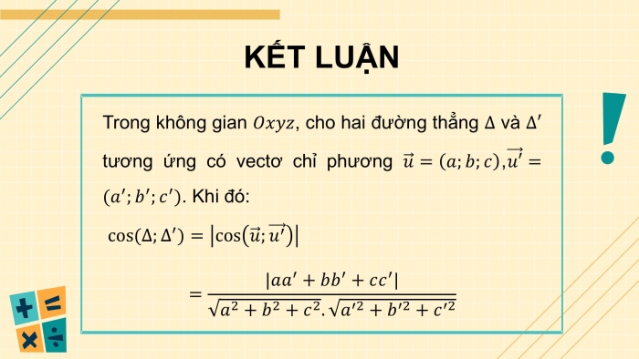 Giáo án điện tử Toán 12 kết nối Bài 16: Công thức tính góc trong không gian