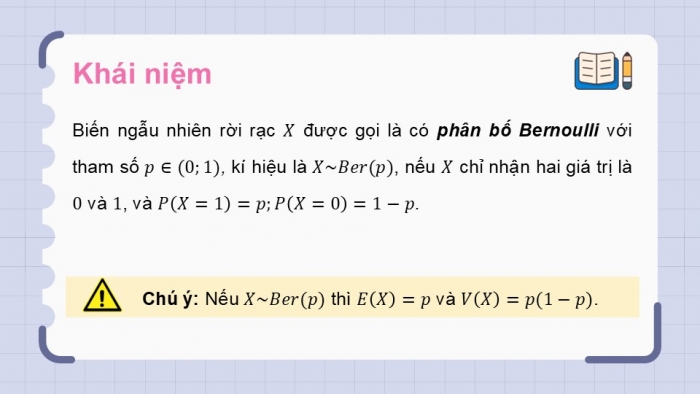 Giáo án điện tử chuyên đề Toán 12 chân trời Bài 2: Phân bố Bernoulli và phân bố nhị thức