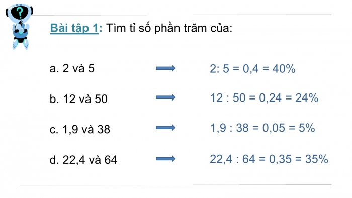 Giáo án PPT dạy thêm Toán 5 Kết nối bài 40: Tìm tỉ số phần trăm của hai số