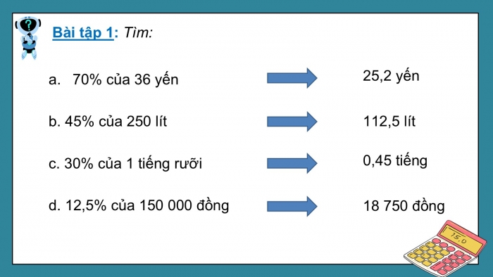 Giáo án PPT dạy thêm Toán 5 Kết nối bài 41: Tìm giá trị phần trăm của một số