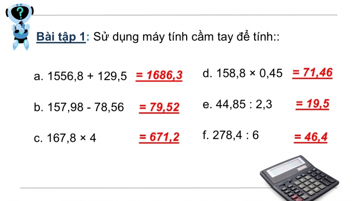 Giáo án PPT dạy thêm Toán 5 Kết nối bài 42: Máy tính cầm tay