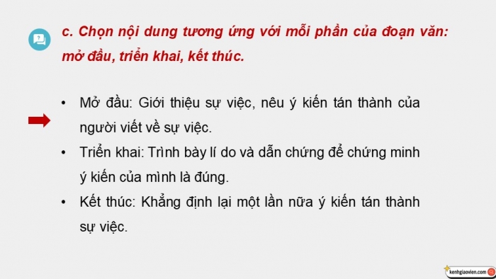 Giáo án điện tử Tiếng Việt 5 kết nối Bài 17: Tìm hiểu cách viết đoạn văn nêu ý kiến tán thành một sự việc, hiện tượng