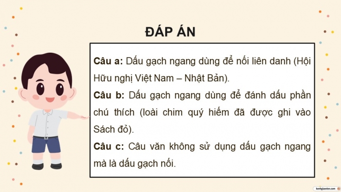 Giáo án điện tử Tiếng Việt 5 kết nối Bài 27: Luyện tập về dấu gạch ngang