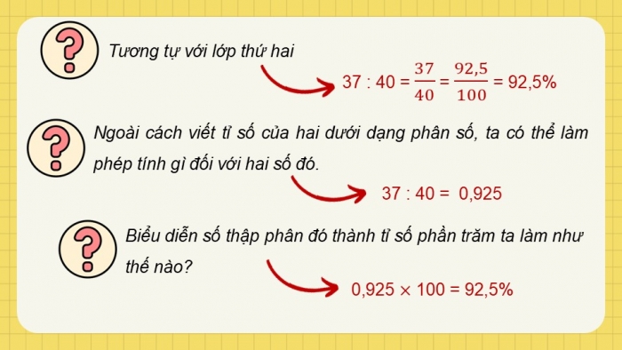 Giáo án điện tử Toán 5 kết nối Bài 40: Tìm tỉ số phần trăm của hai số