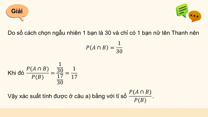 Giáo án điện tử Toán 12 cánh diều Bài 1: Xác suất có điều kiện