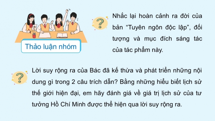 Giáo án PPT dạy thêm Ngữ văn 12 Kết nối bài 6: Tuyên ngôn Độc lập (Hồ Chí Minh)