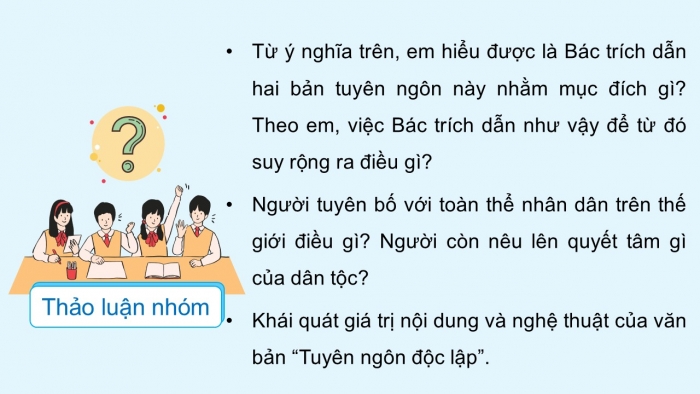 Giáo án PPT dạy thêm Ngữ văn 12 Cánh diều bài 6: Tuyên ngôn Độc lập (Hồ Chí Minh)