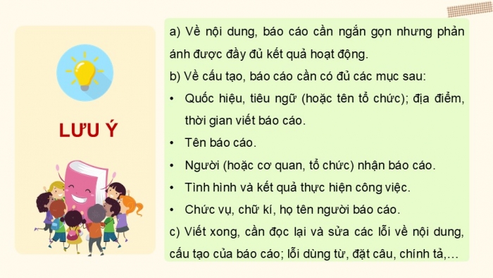 Giáo án điện tử Tiếng Việt 5 cánh diều Bài 16: Luyện tập viết báo cáo công việc (Thực hành viết)