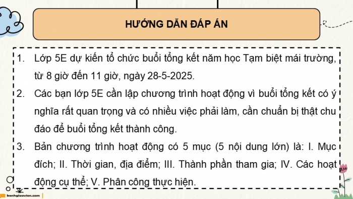 Giáo án điện tử Tiếng Việt 5 cánh diều Bài 17: Viết chương trình hoạt động (Cách viết)