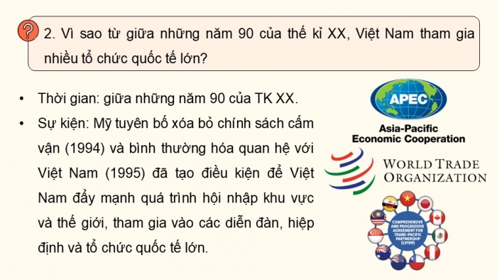 Giáo án điện tử chuyên đề Lịch sử 12 cánh diều CĐ 3 Phần II: Việt Nam hội nhập khu vực và quốc tế (Quá trình Việt Nam hội nhập khu vực và quốc tế) (2)