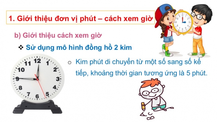 Giáo án PPT Toán 2 chân trời bài Giờ, phút, xem đồng hồ