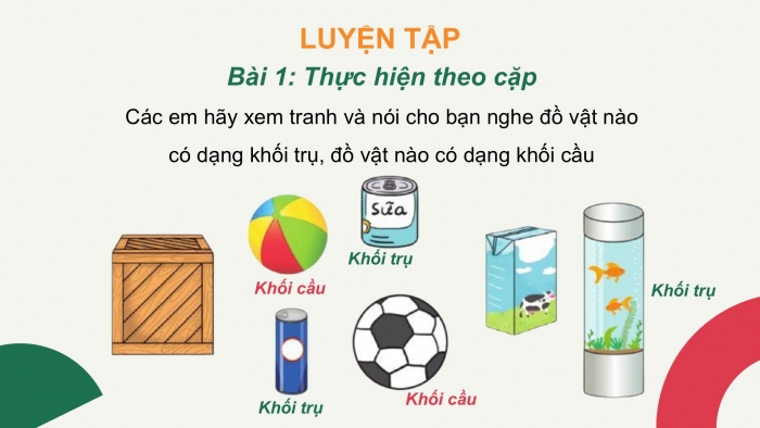 Giáo án PPT Toán 2 cánh diều bài Khối trụ – Khối cầu