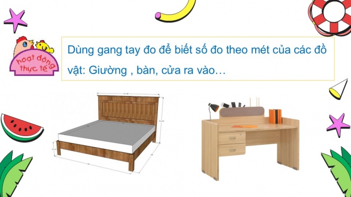 Giáo án PPT Toán 2 chân trời bài Thực hành và trải nghiệm: Đo bằng gang tay để biết vật dài bao nhiêu mét