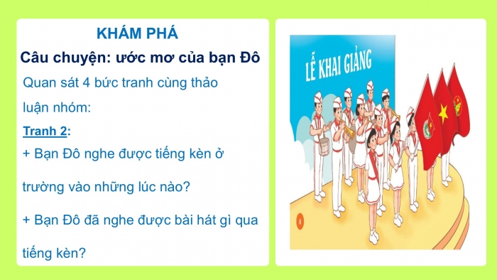 Giáo án PPT Âm nhạc 2 kết nối Tiết 2: Ôn tập bài hát Dàn nhạc trong vườn, Thường thức âm nhạc Ước mơ của bạn Đô