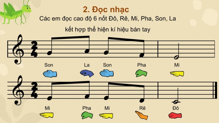 Giáo án PPT Âm nhạc 2 cánh diều Tiết 32: Ôn tập bài hát Chú ếch con, Đọc nhạc, Vận dụng – Sáng tạo Mô phỏng âm thanh cao – thấp theo sơ đồ