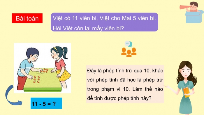 Giáo án PPT Toán 2 kết nối Bài 11: Phép trừ (qua 10) trong phạm vi 20