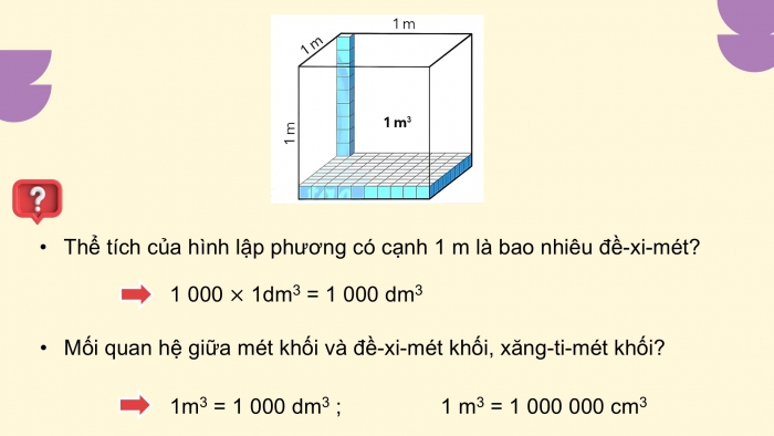 Giáo án điện tử Toán 5 chân trời Bài 72: Mét khối