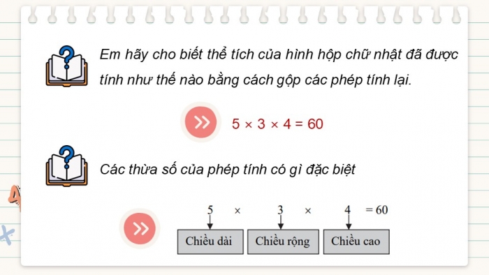 Giáo án điện tử Toán 5 chân trời Bài 73: Thể tích hình hộp chữ nhật