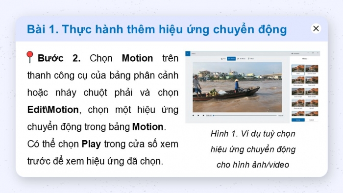 Giáo án điện tử Tin học 9 cánh diều Chủ đề E4 Bài 7: Thực hành thêm hiệu ứng cho video