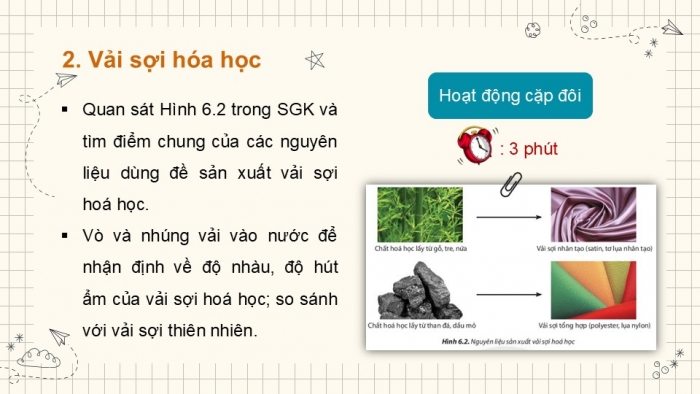 Giáo án PPT Công nghệ 6 chân trời Bài 6: Các loại vải thường dùng trong may mặc