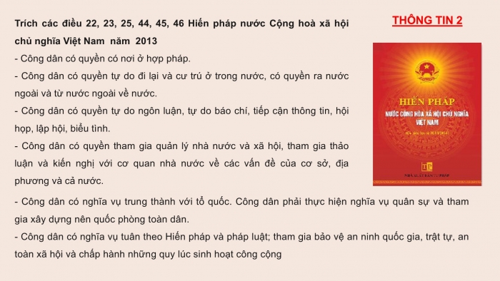 Giáo án PPT Công dân 6 chân trời Bài 10: Quyền và nghĩa vụ cơ bản của công dân Việt Nam